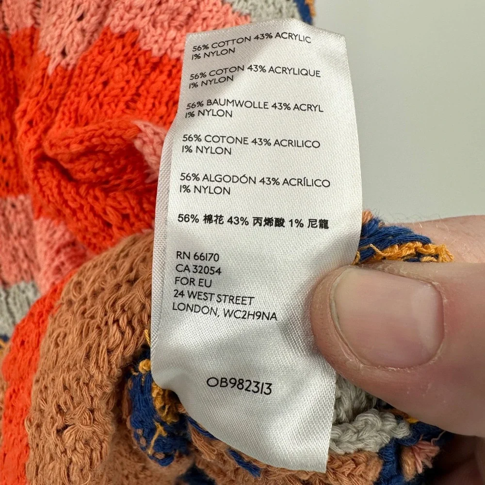Free People Striped Knit Oversized Sweater Top Orange Pink‎ Blue Size S